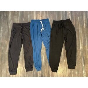 Real Essentials 3 Pack Womens Joggers Elastic Waist Drawstring Pockets